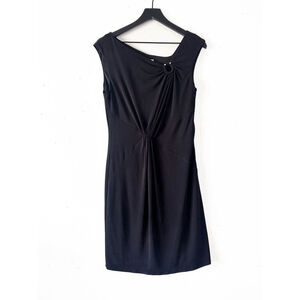 Laundry by Design Black Draped Midi Dress 10 • Holiday Party • NYE LBD